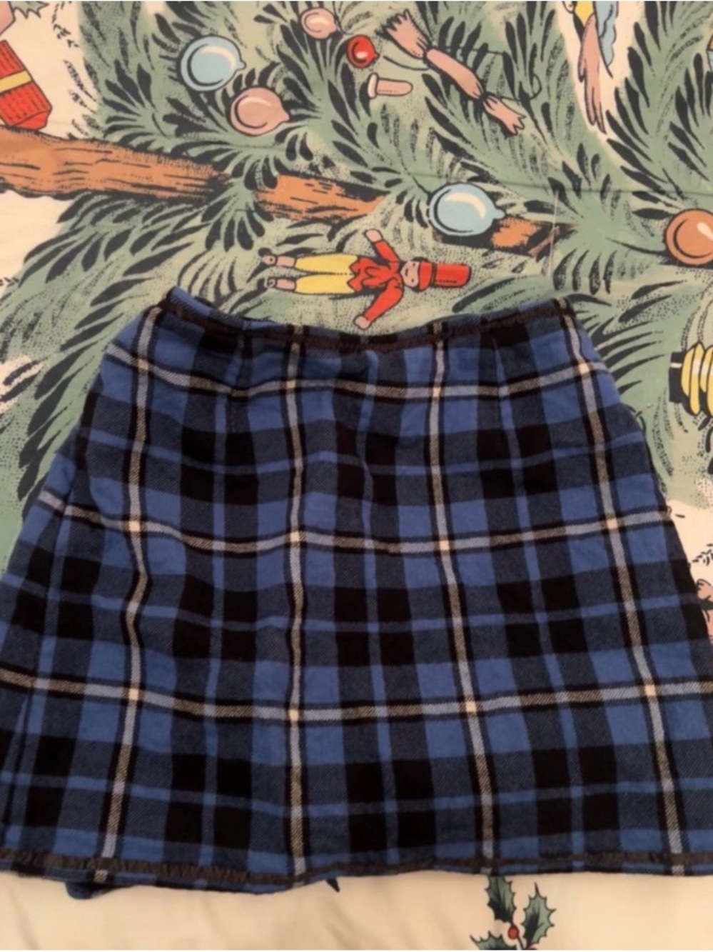 RALPH LAUREN BLUE MINI SKIRT WOOL PLAID
